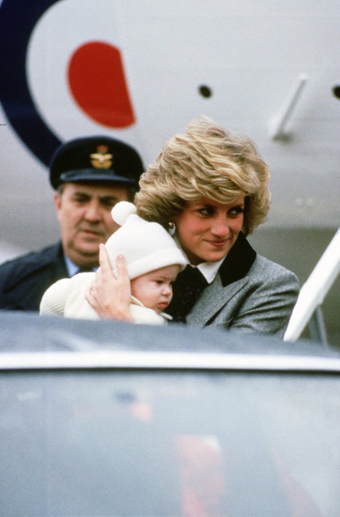 Diana carried her son off a flight at Aberdeen Airport on New Year's Day in 1981.