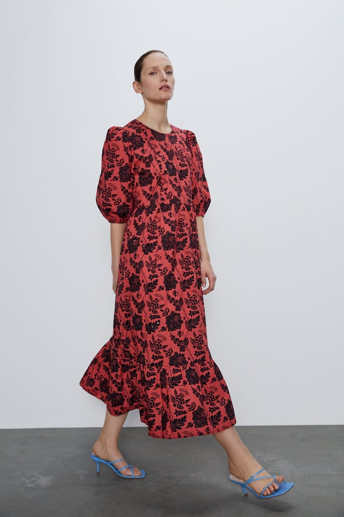 Zara Print Dress With Sequins
