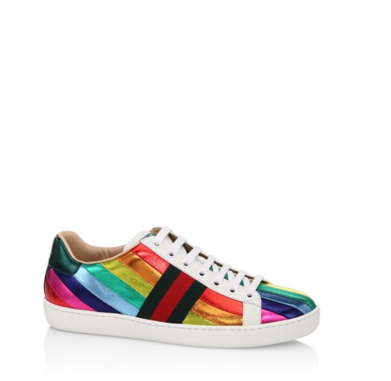 Gucci New Ace Metallic Rainbow Sneakers