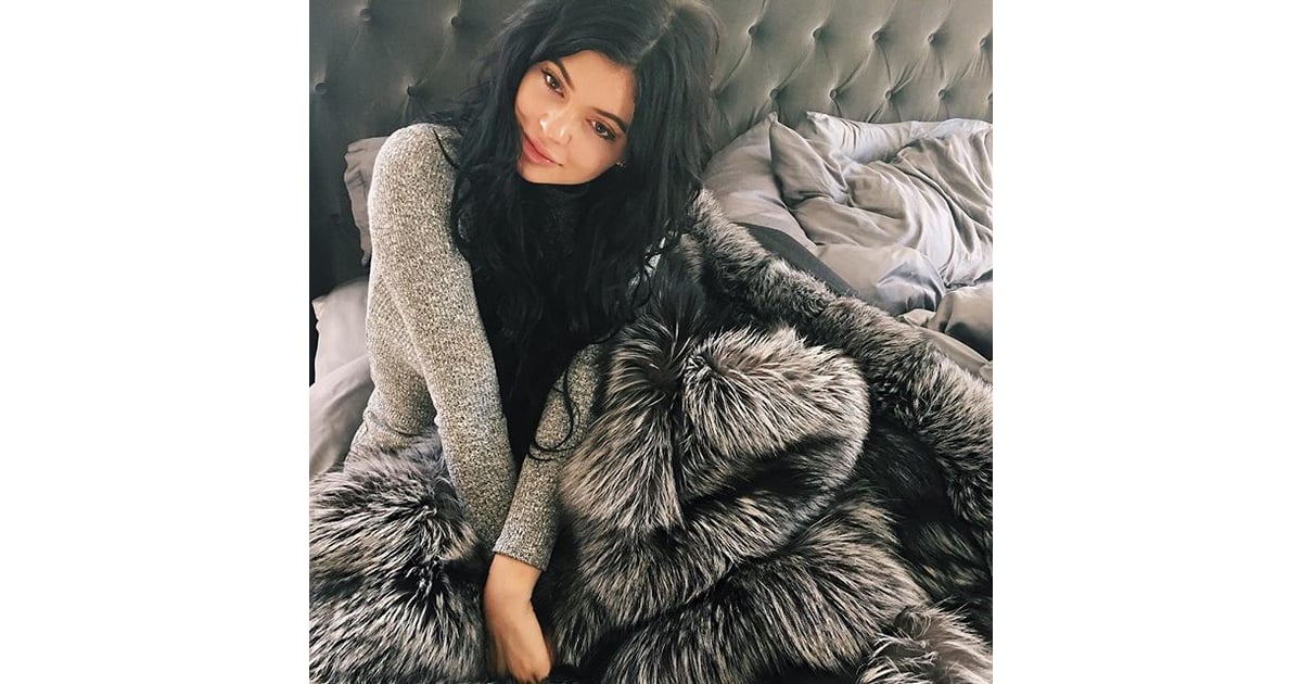 Make your bed as cozy as possible. Kylie Jenner's Holiday Decor