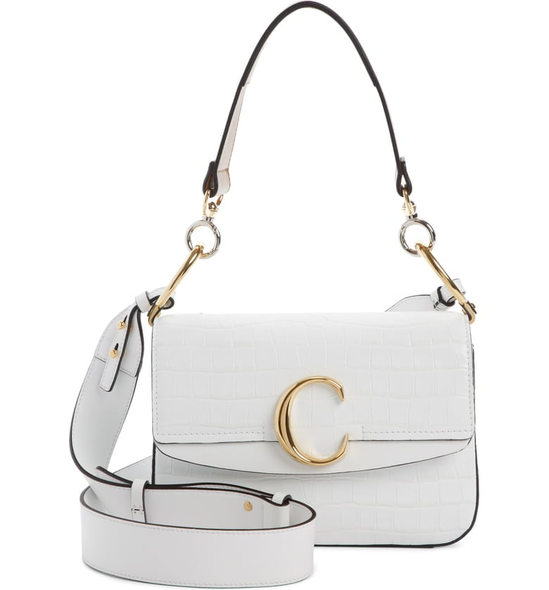 Chloé Croc Embossed Leather Shoulder Bag