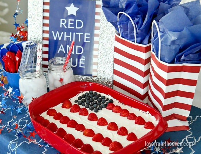 Red, White And Blue Flag Cake