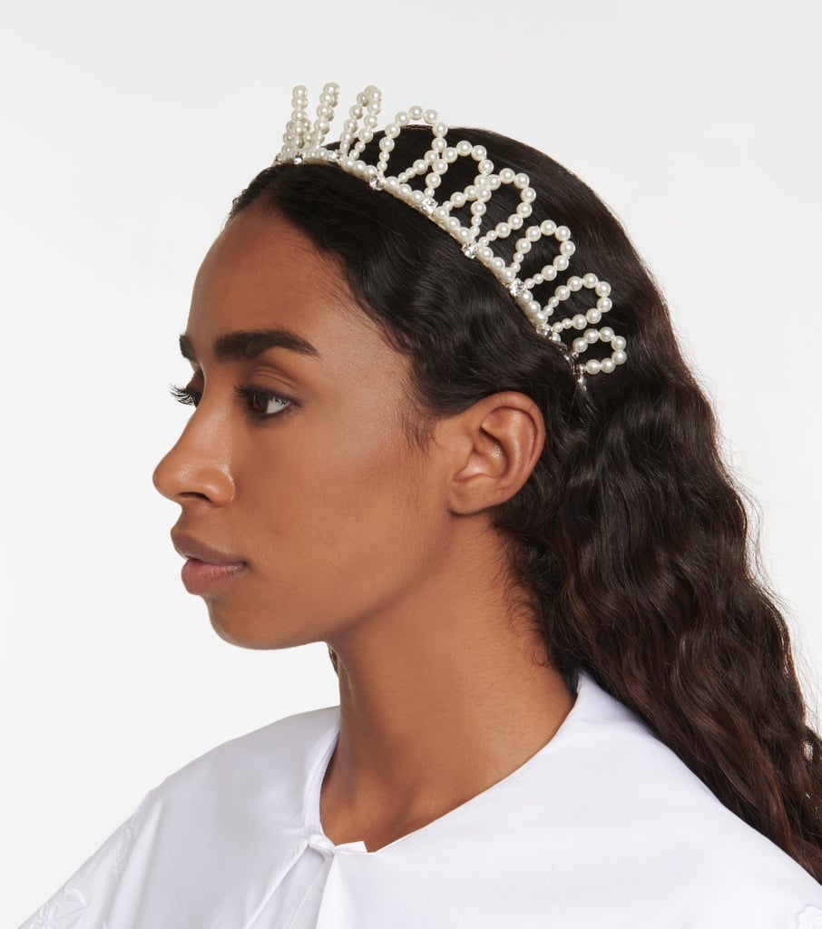 A Cool Tiara: Simone Rocha Silver-tone Faux Pearl and Crystal Headband