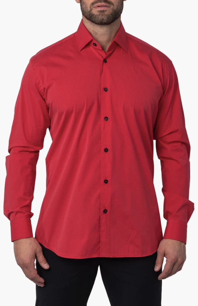 Maceoo Fibonacci Joyce Red Regular Fit Solid Button-Up Shirt