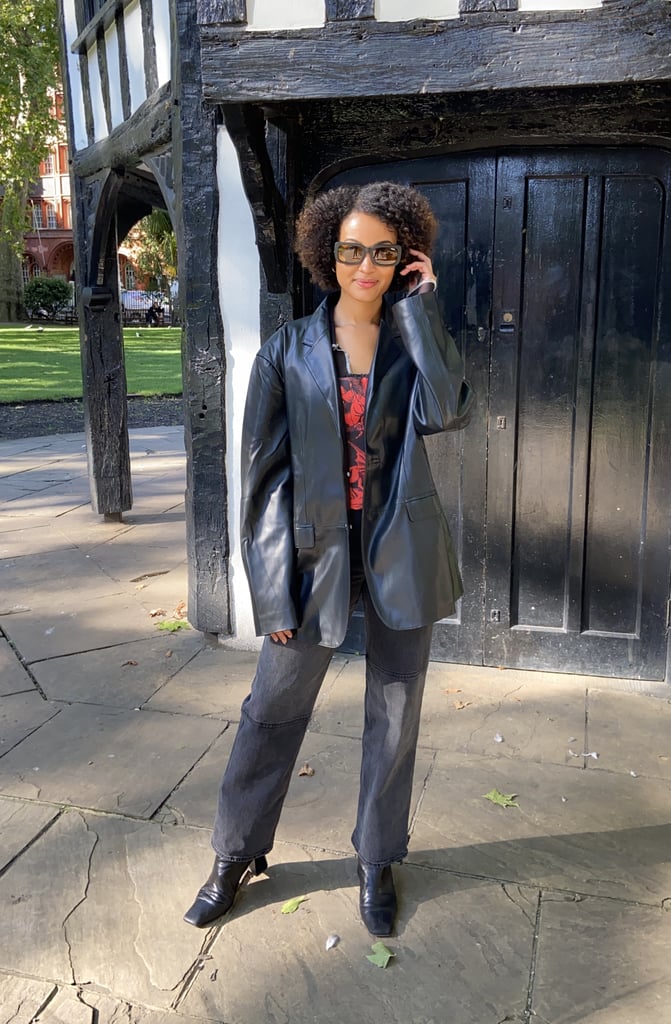 Corset, Leather Blazer, Dark Denim