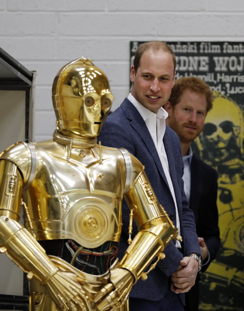 They looked on in disbelief at C-3PO during an April 2016 visit to meet the creative teams working behind the scenes on the Star Wars films.