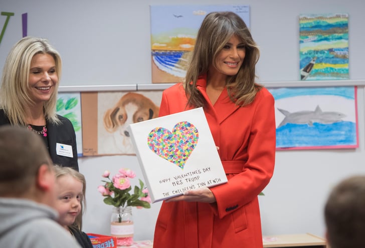 Melania Trump Red Calvin Klein Coat on Valentine's Day