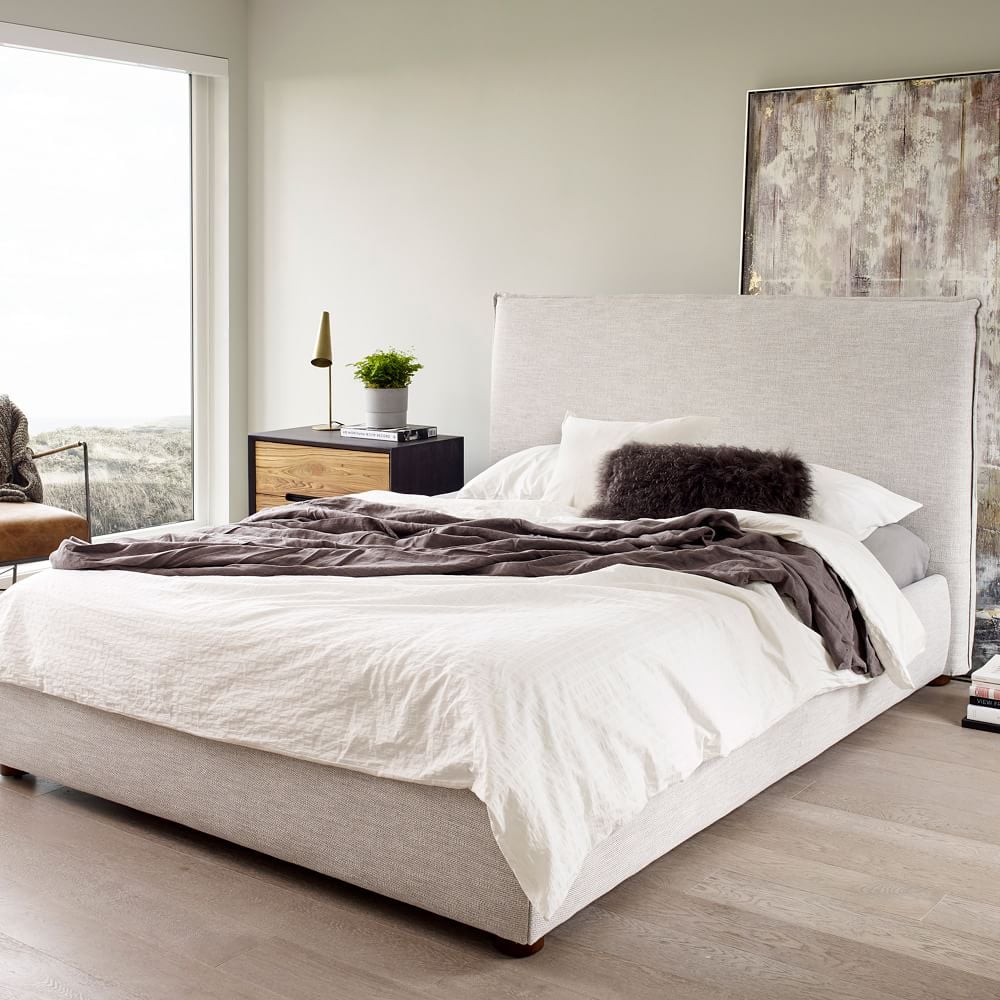 一张经典的床:西榆树简单现代软垫床