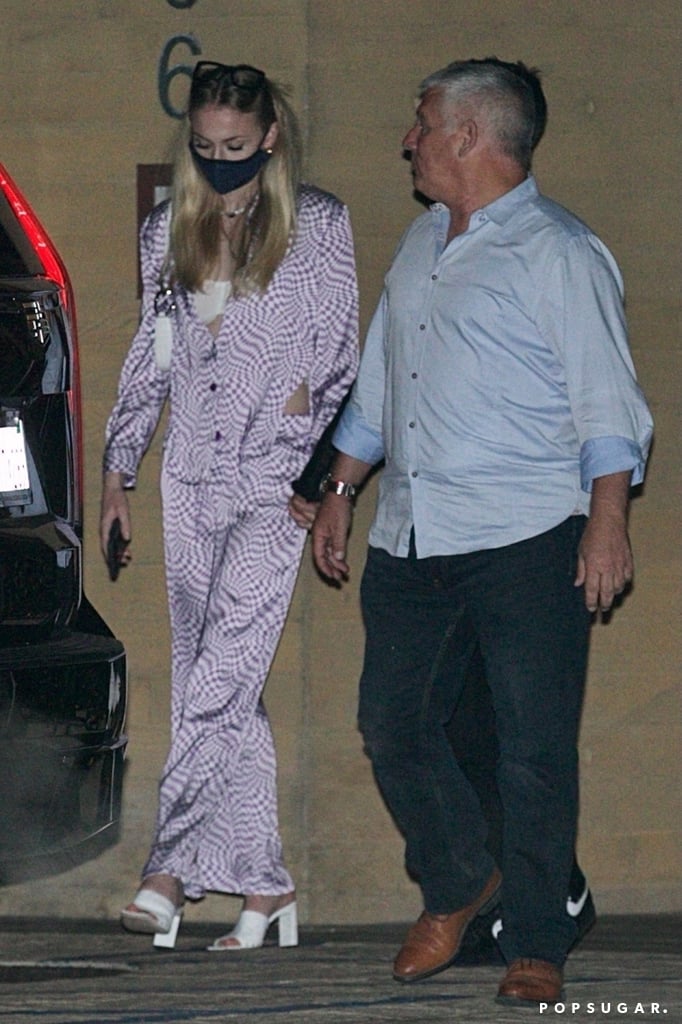 Sophie Turner's Purple Checkered Pajamas on Date Night