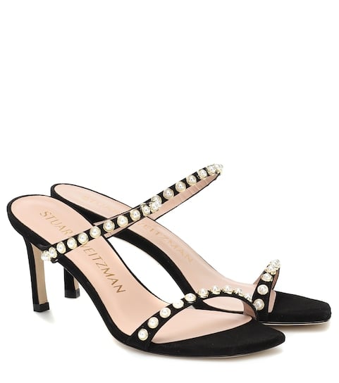 Stuart Weitzman Aleena 75 Embellished Suede Sandals