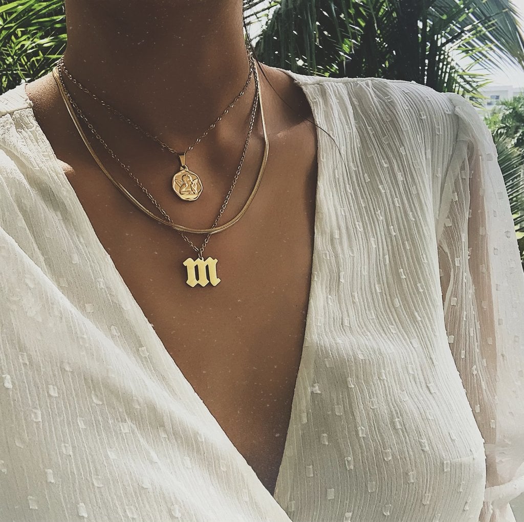 Bohomoon Lowercase Old English Initial Necklace