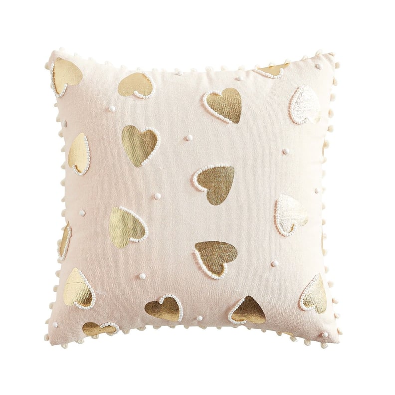 Beaded Blush Heart of Gold Pillow