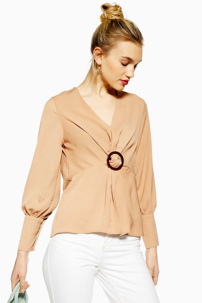 Topshop Horn Buckle Twist Blouse