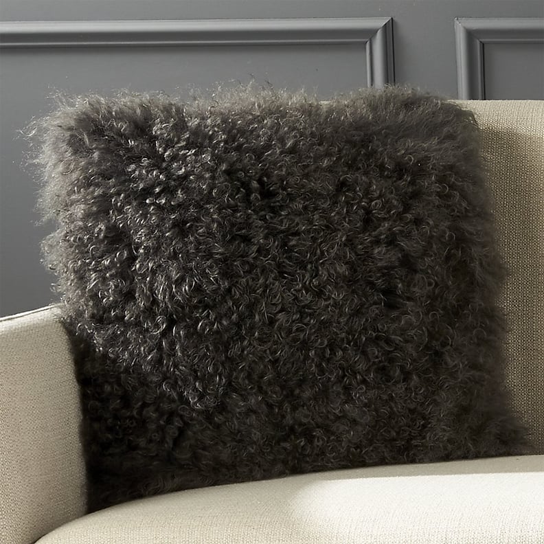 CB2 Mongolian Carbon Sheepskin Pillow