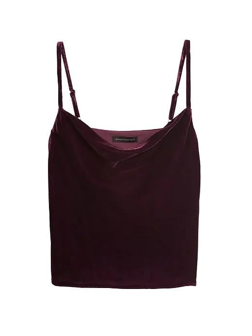 Velvet Cowl-Neck Camisole and Velvet Midi Slip Skirt