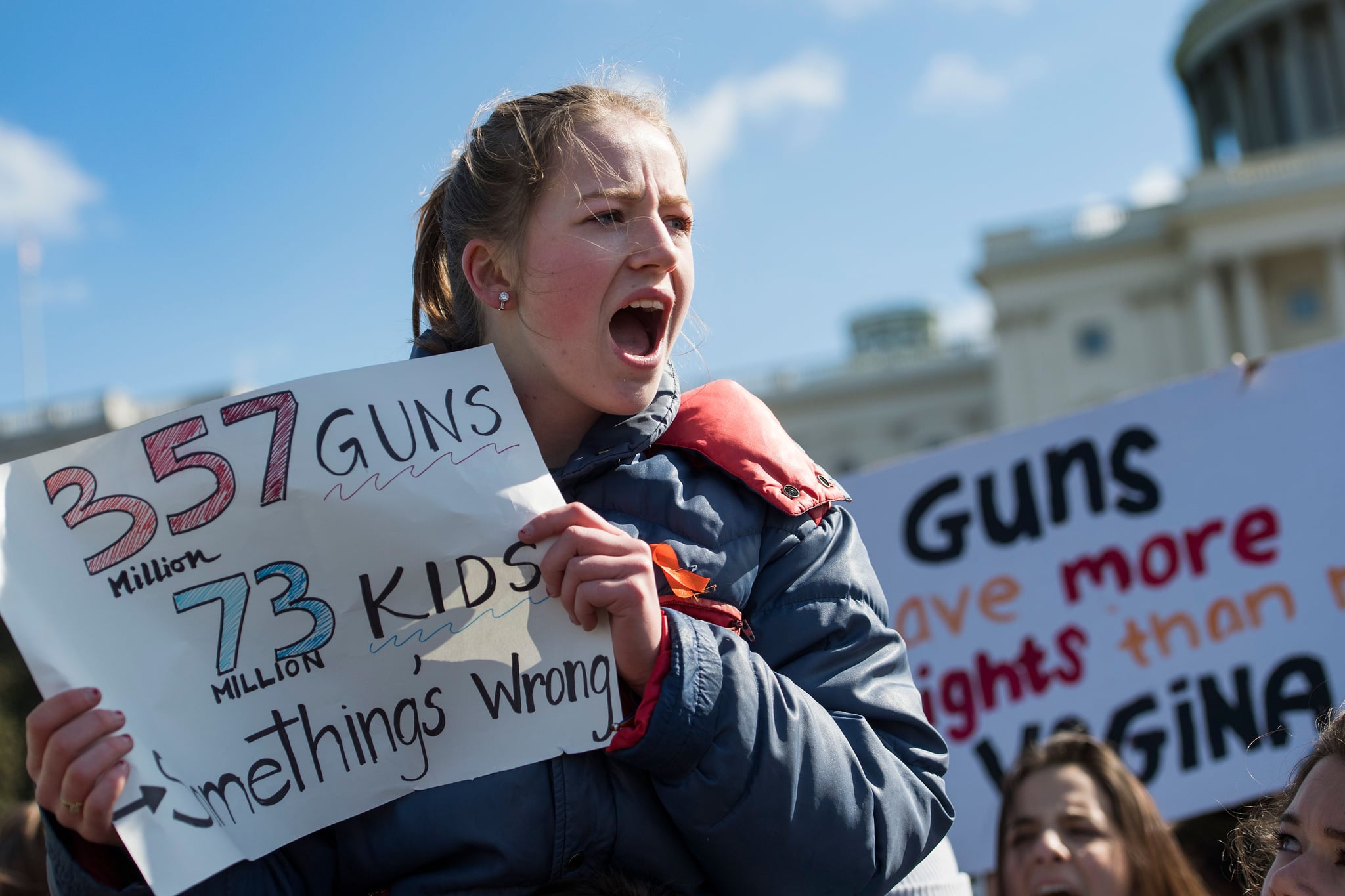 Students participate in a rally with other students from from DC, Maryland and Virginia during a rally in their Solidarity Walk-Out to urge Republican leaders in Congress 