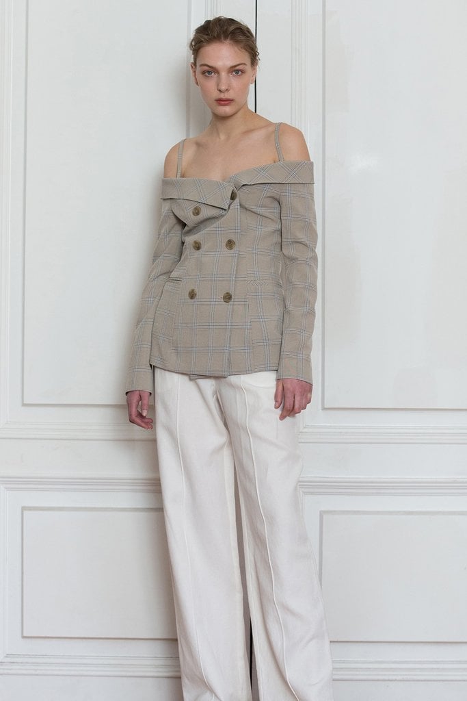 Clearly, off-the-shoulder isn't going anywhere . . . even for Fall. Case in point: the Loéil Lauri Blazer ($168).