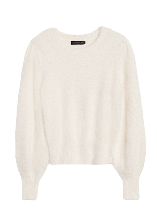 Fuzzy Puff-Sleeve Cropped Sweater