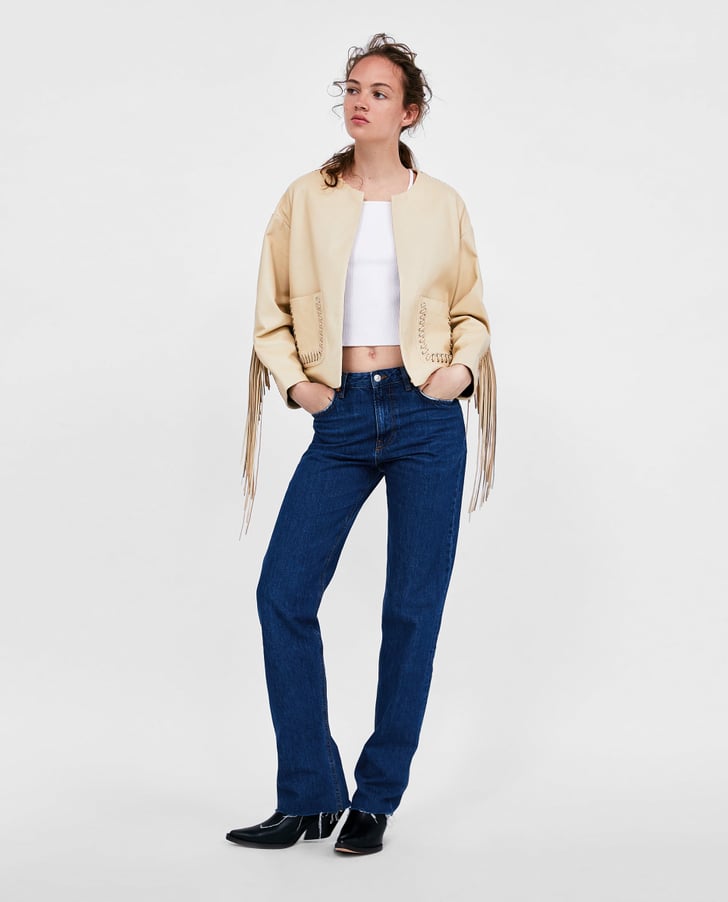 Zara Fringed Leather Jacket | Leather Jacket Details | POPSUGAR Fashion ...
