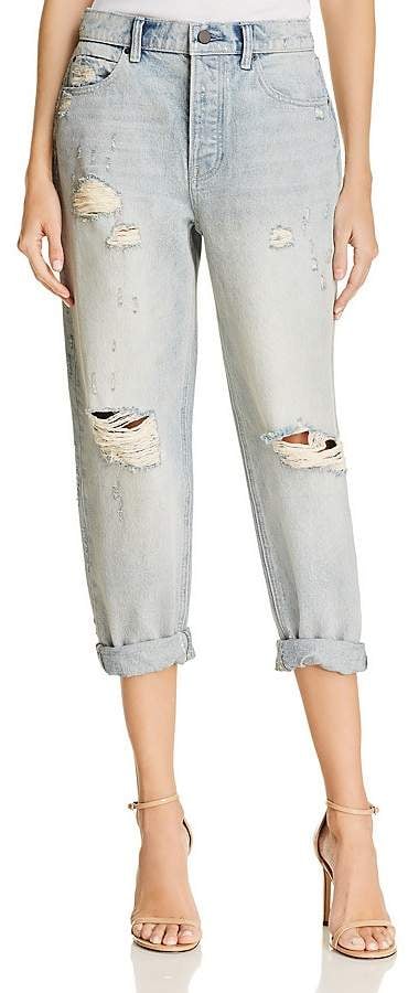 T by Alexander Wang Slack Distressed Cuffed Boyfriend Jeans in Vintage Bleach