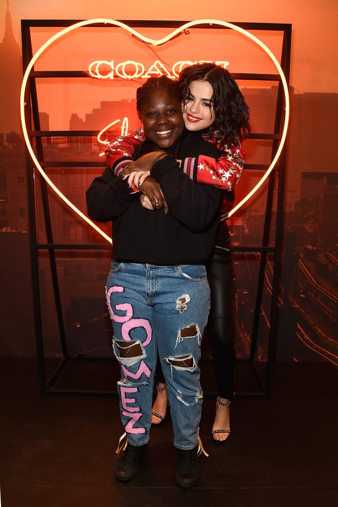 Selena Gomez Wearing Red Coach Varsity Jacket