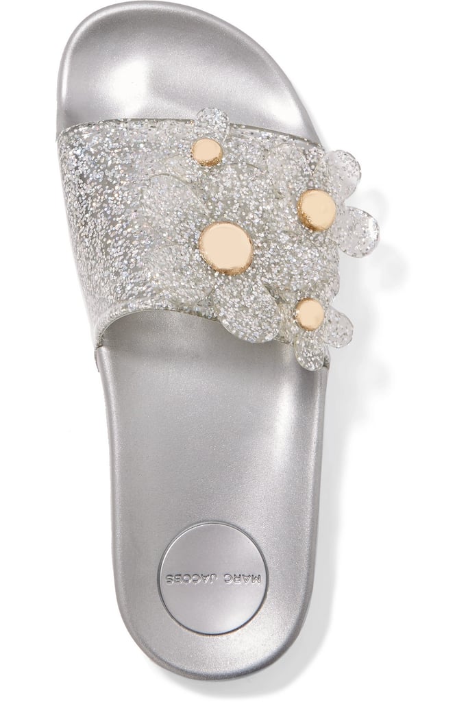 Marc Jacobs Daisy Appliquéd Glittered Rubber Slides