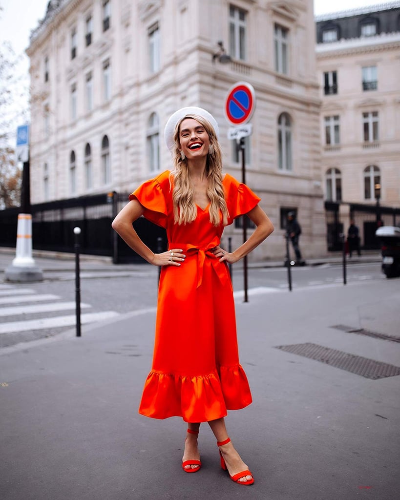 The Drop Cherry Tomato Flutter-Sleeve Tie-Waist Midi Dress  by @officiallyquigley