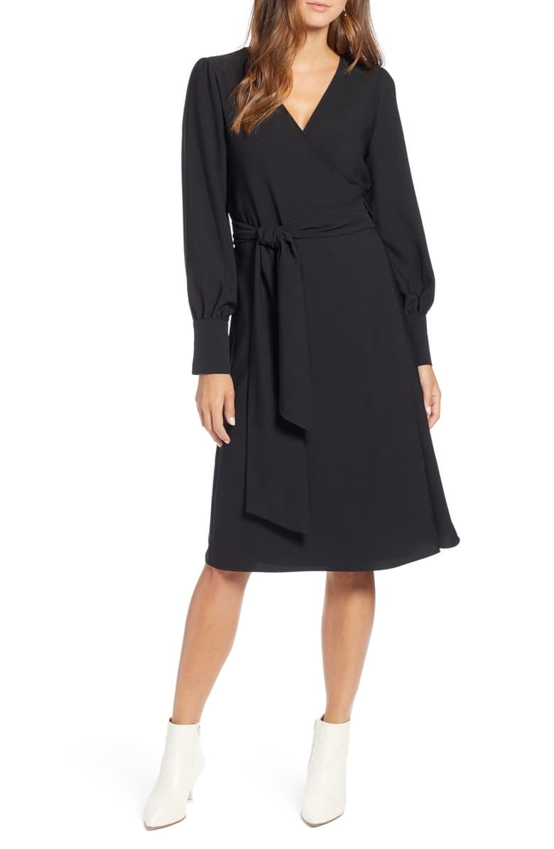 Halogen Long-Sleeve Wrap Dress