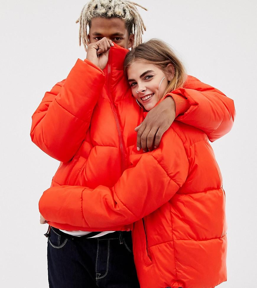 Collusion Unisex Puffer Jacket in Red