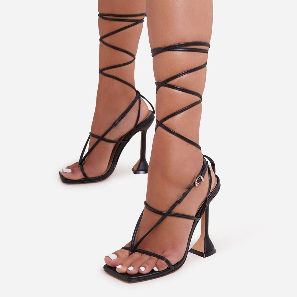 Ego My Angels Lace-Up Square-Toe Sculptured Heels | Rihanna Poses By a ...