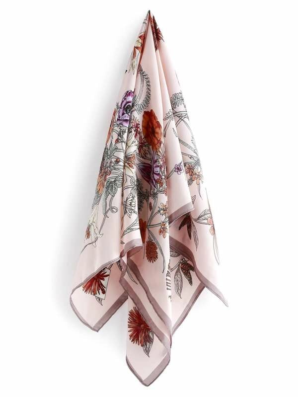 Romwe Flower Print Satin Bandana