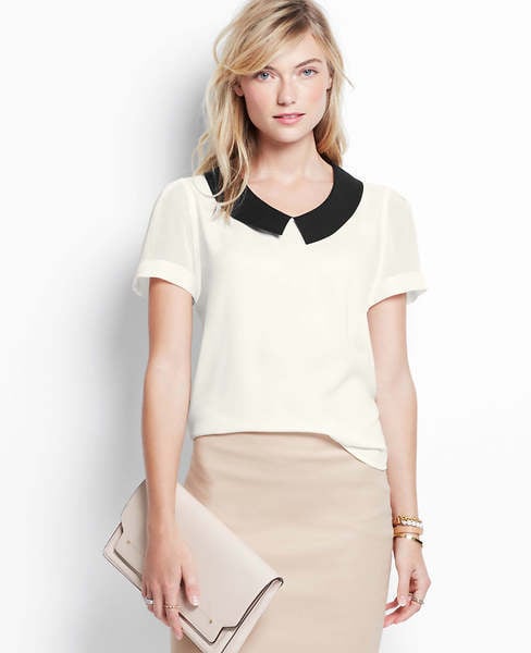 Ann Taylor Collared Short-Sleeve Top