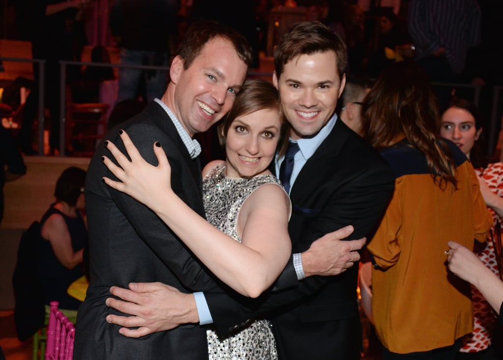 Lena was sandwiched between Andrew Rannells and HBO executive vice president Casey Bloys.