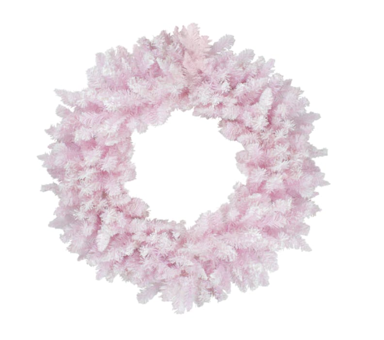 Flocked Cupcake Pink Artificial Spruce Christmas Wreath