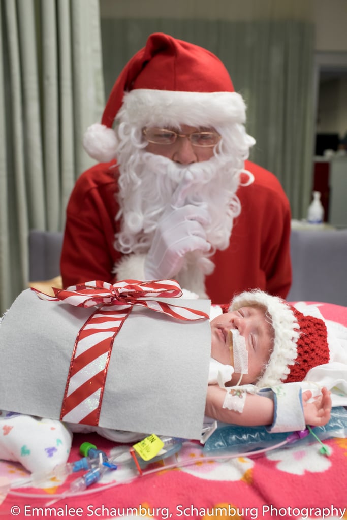 Photos of Preemies Dressed as Presents Meeting Santa Claus