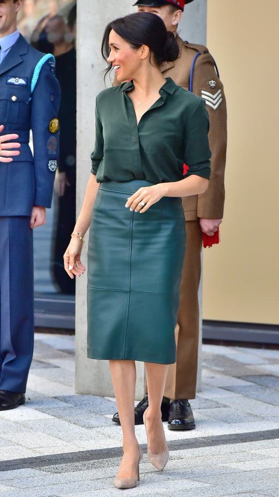 Meghan Markle's Green Hugo Boss Leather Skirt