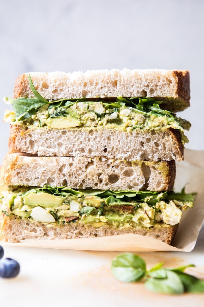 Mediterranean Avocado Chicken Salad Sandwich