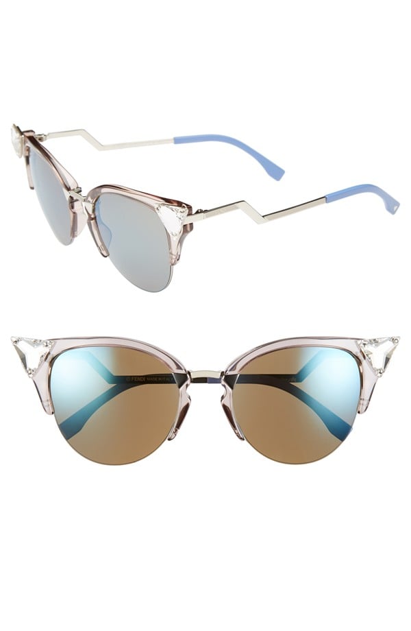 Fendi Crystal 52mm Tipped Cat Eye Sunglasses (495) Sunglasses Trends