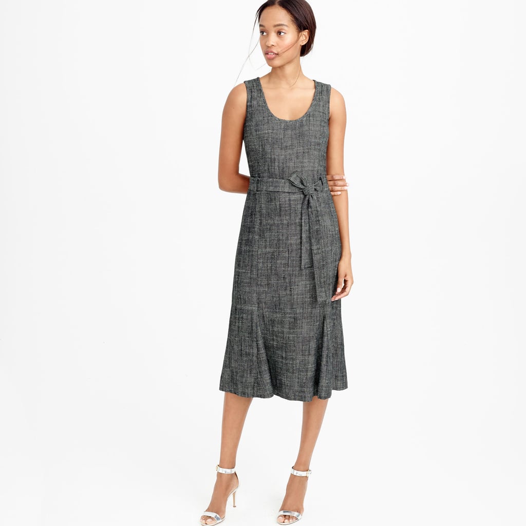 J.Crew Belted Dress in Textured Herringbone ($178)