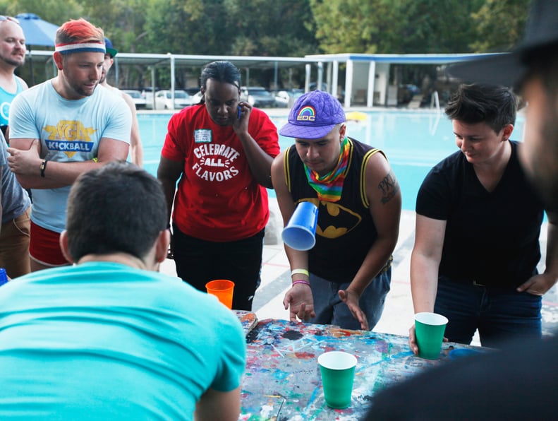 A game of flip cup at Camp No Counselors.
