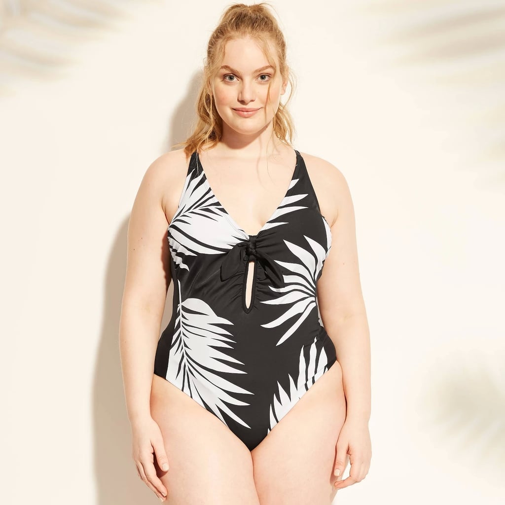 Plus-Size Tie Front One-Piece Swimsuit