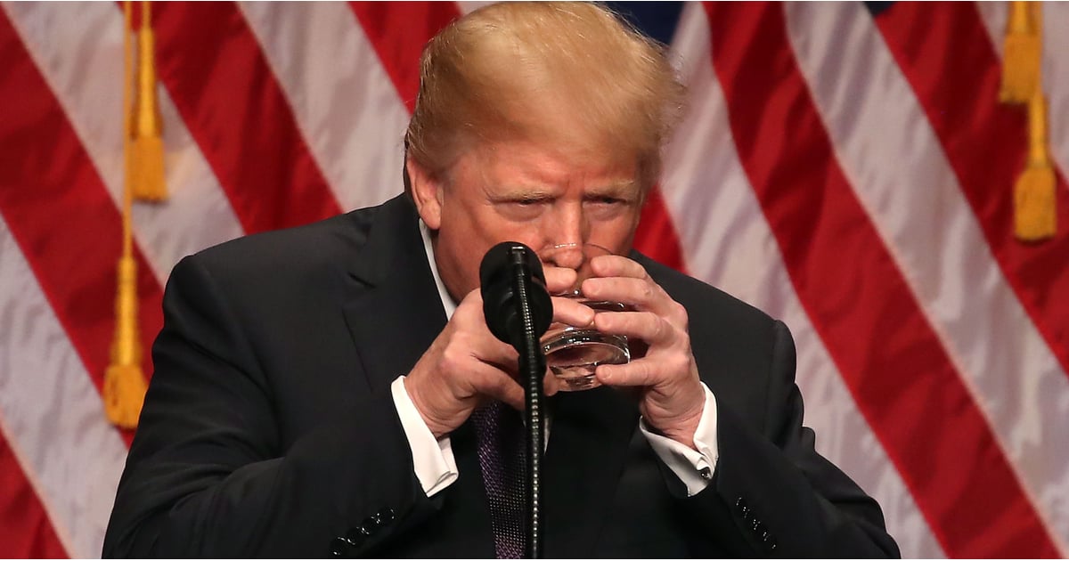 Donald Trump Drinking Water During a Speech December 2017 | POPSUGAR News