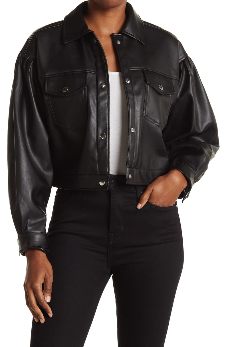 A Cool, Wear-Everywhere Jacket: T Tahari Faux Leather Button Front Jacket