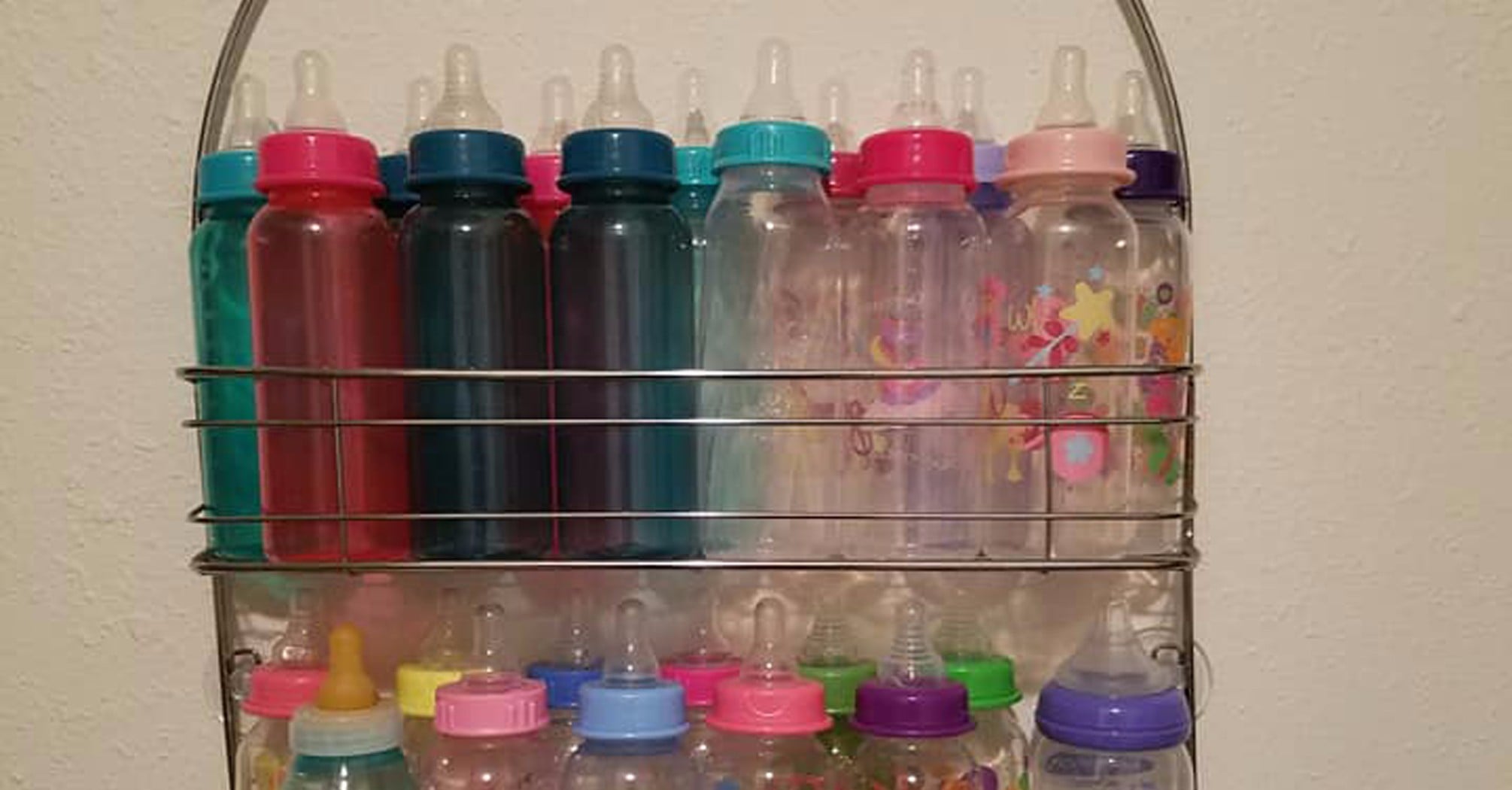 Genius Baby Bottle Storage Hack - Mom Uses Shower Caddy for Bottle Storage