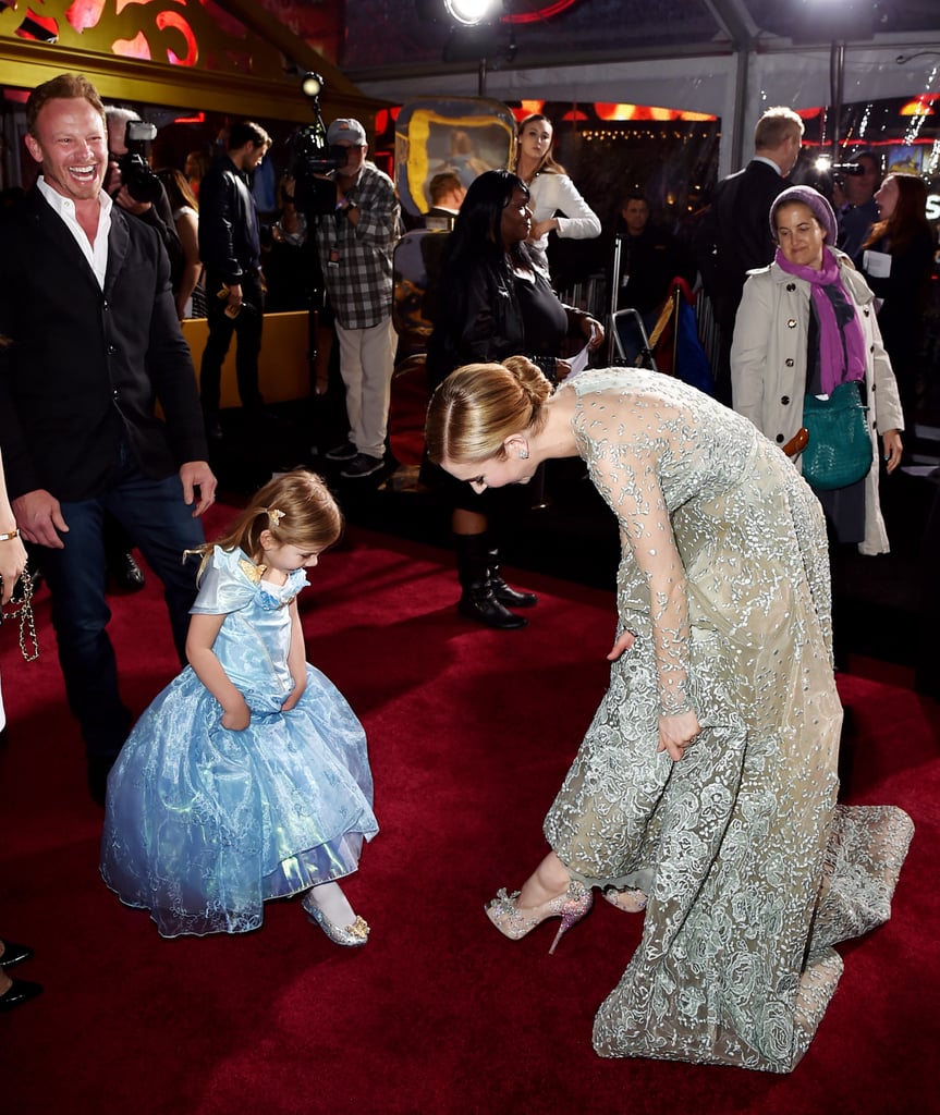 Lily shared a cute moment with Ian Ziering's daughter, giving little Mia a closeup of her insane shoes.
