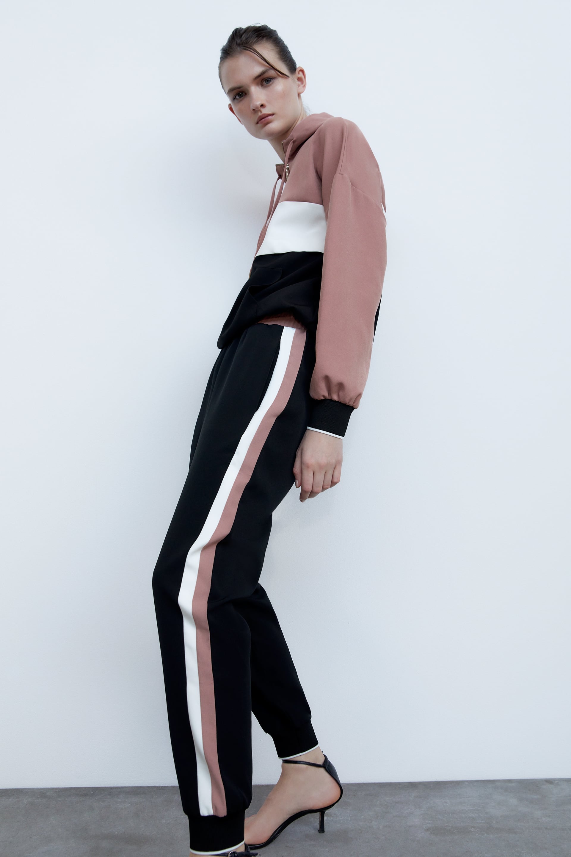 zara pink and black tracksuit