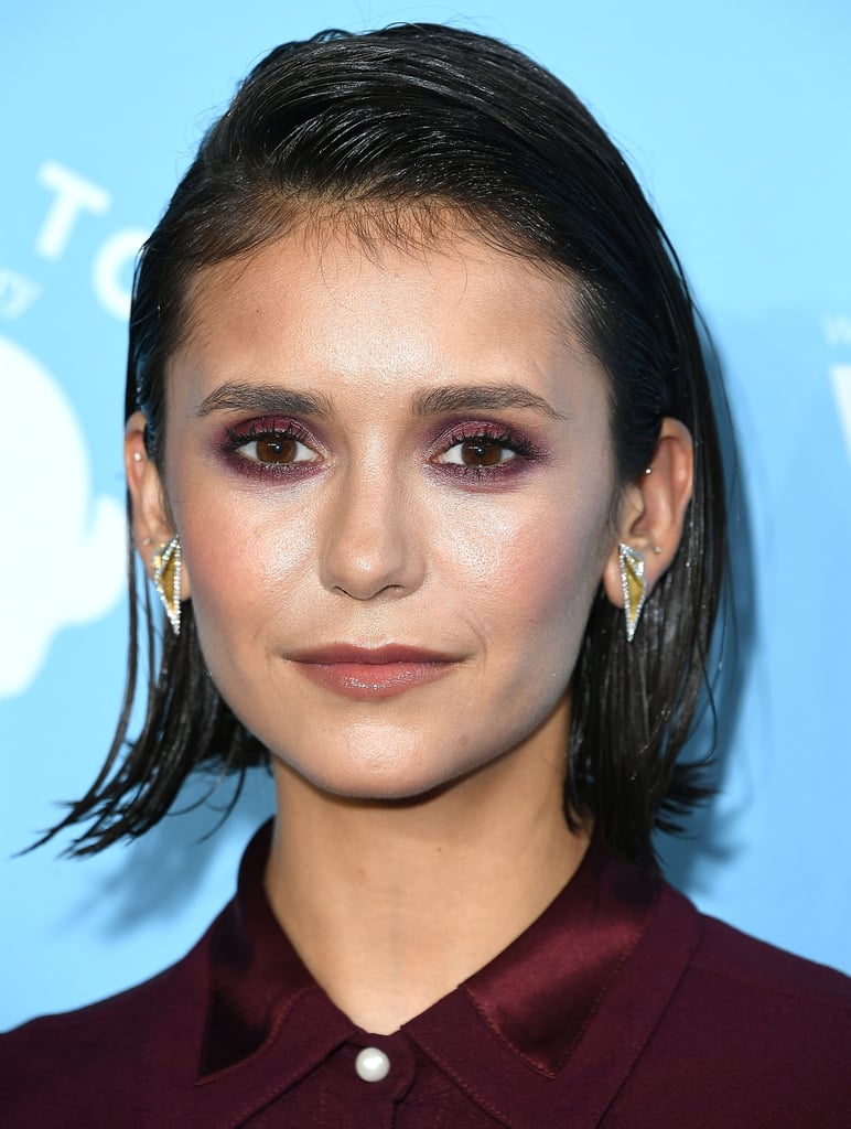 Nina Dobrev With Maroon Eye Shadow