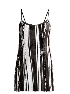 Halpern Striped Sequin Minidress