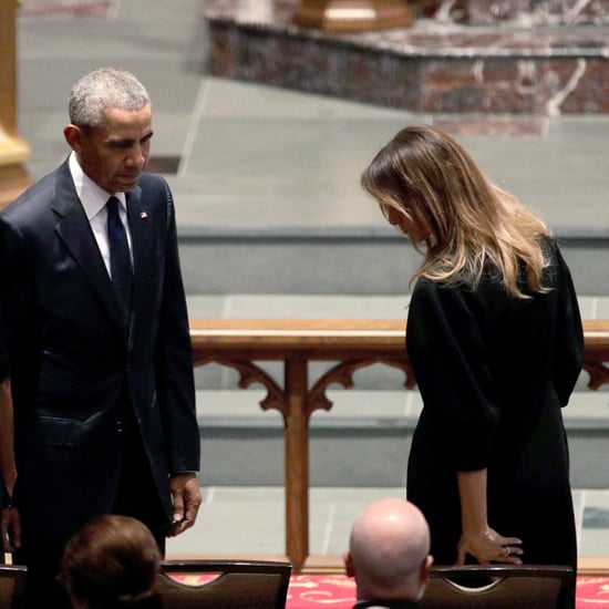 Melania Trump and Barack Obama at Barbara Bush's Funeral