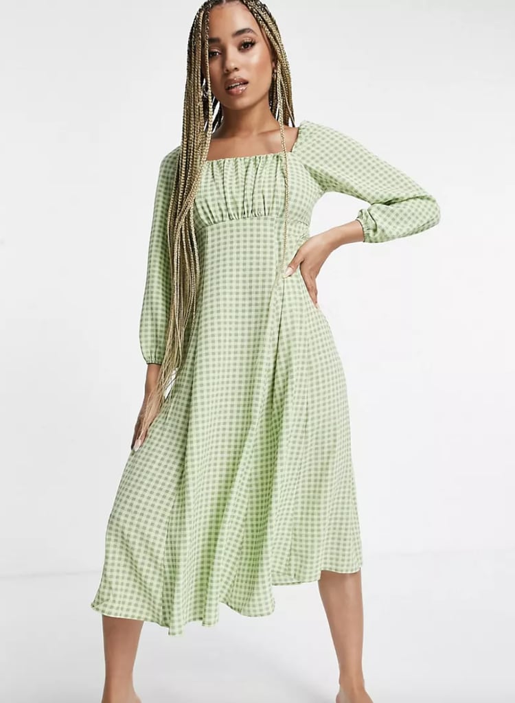 For the Early Days of Fall: ASOS Design Square Ruched Neck Midi Dress